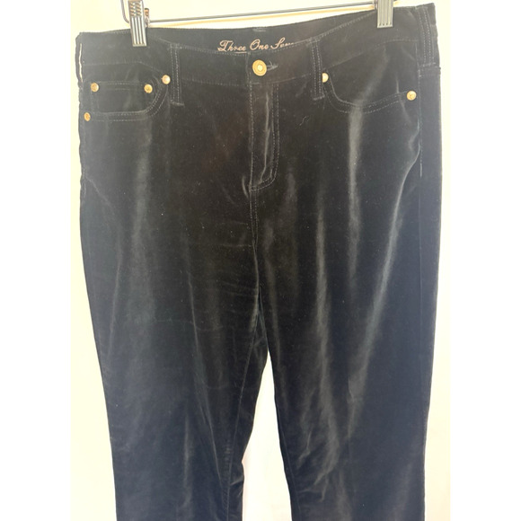 Y2K 317 Embroidered Flare Velvet Pants Womens 32 x 32 Black Fleur De Lis Grunge - Picture 4 of 15